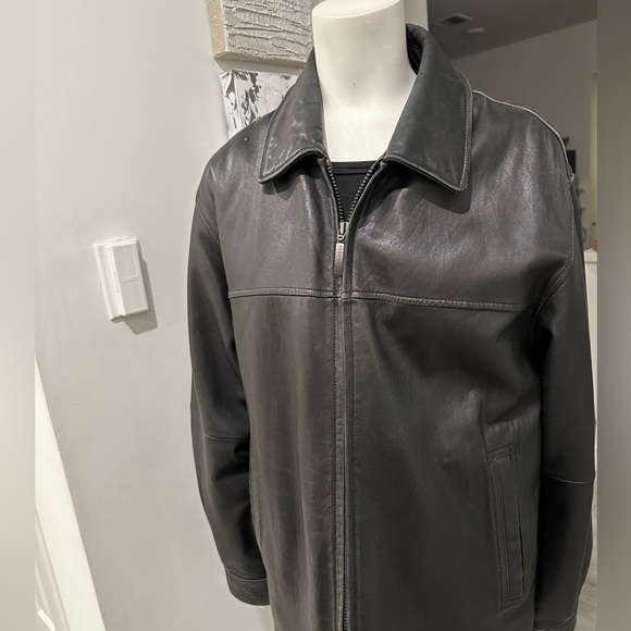 Axcess Luxury Mens Black Genuine Leather Jacket Sz M Zip Up With Deep Pockets - Picture 10 of 11